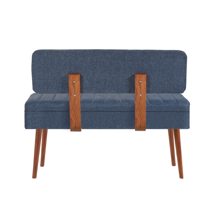 Hanah Home Banco 1048 - 1 Nogal y Azul Oscuro Tablero de Partículas Recubierto de Melamina 110x82.5x40cm